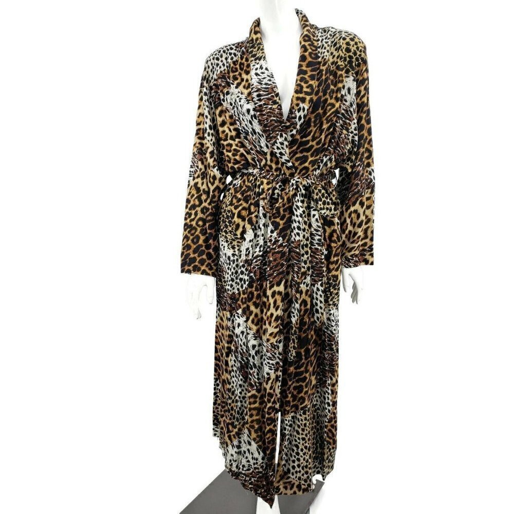 Vintage Victorias Secret Robe XS/S Long Leopard Print Rayon USA Crown Label